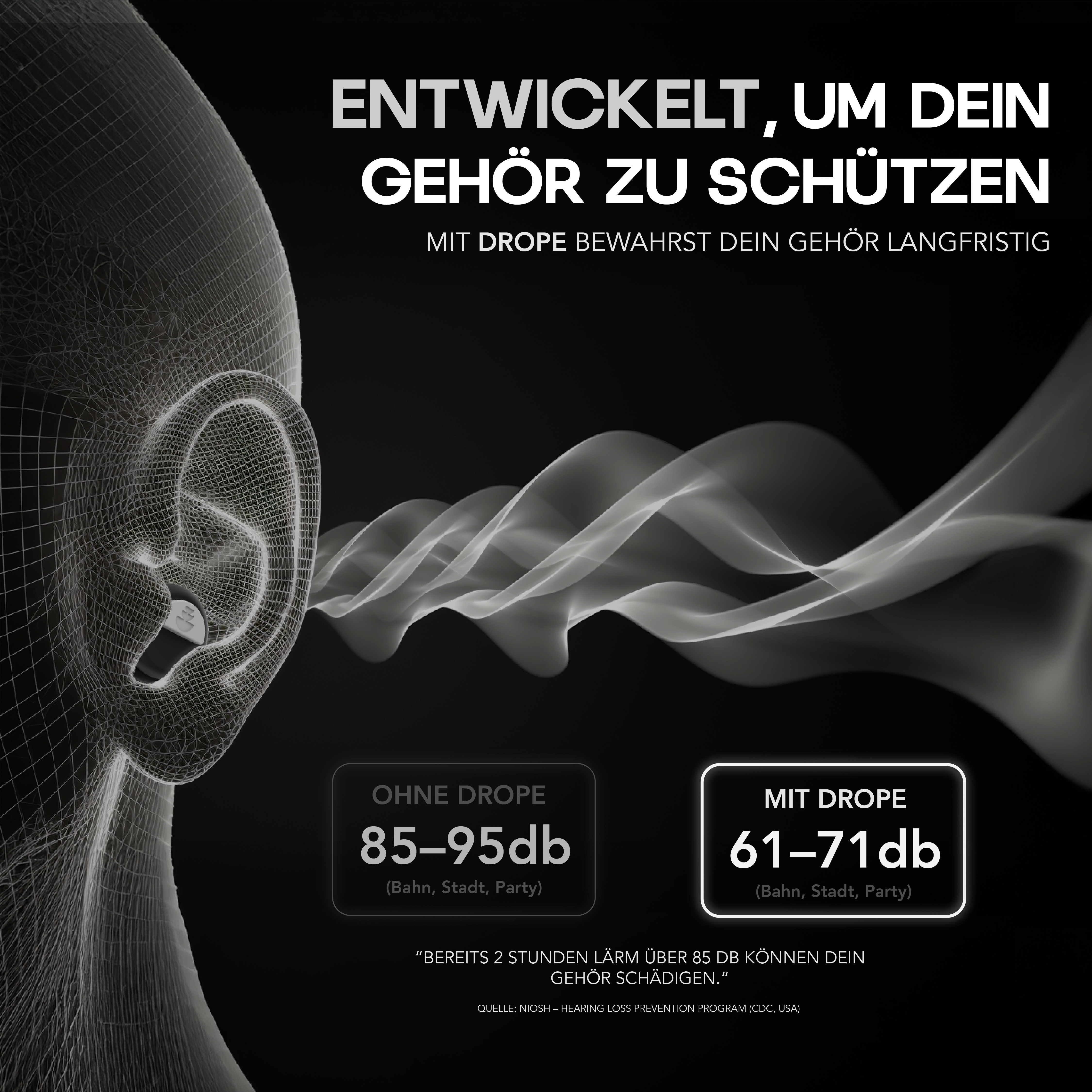 DROPE CLEAR 2 - GEHÖRSCHUTZ FÜR DEN ALLTAG